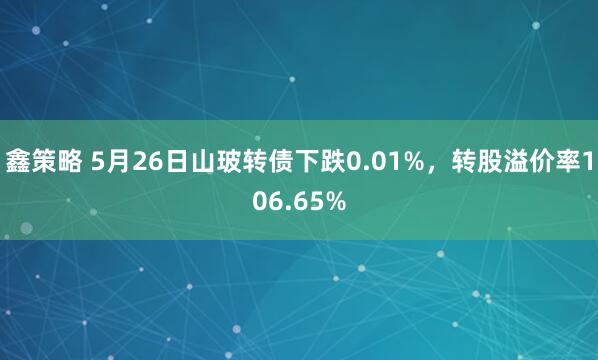 鑫策略 5月26日山玻转债下跌0.01%，转股溢价率106.65%